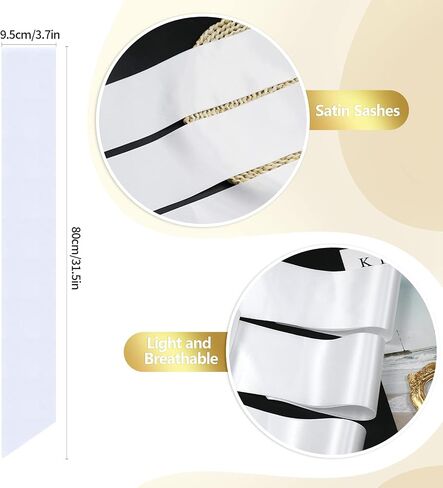 Dreamtop 16PCS SASH SASH WHITE فارغ وشاح فارغ فارغ للمسابقات كبار SASH 2025 وايت وشاح للتجميل مسابقة ملكة الجمال in Kuwait