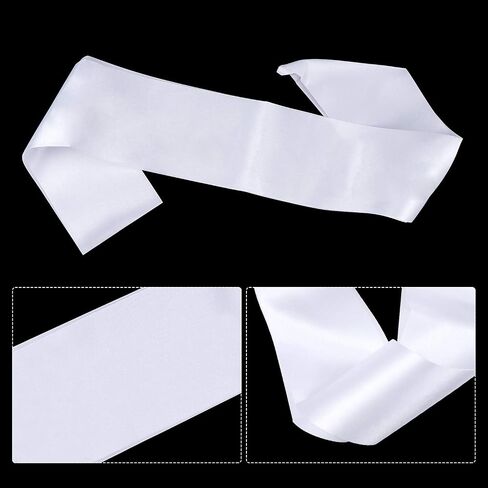 Dreamtop 16PCS SASH SASH WHITE فارغ وشاح فارغ فارغ للمسابقات كبار SASH 2025 وايت وشاح للتجميل مسابقة ملكة الجمال in Kuwait
