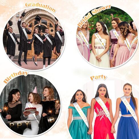 Dreamtop 16PCS SASH SASH WHITE فارغ وشاح فارغ فارغ للمسابقات كبار SASH 2025 وايت وشاح للتجميل مسابقة ملكة الجمال in Kuwait