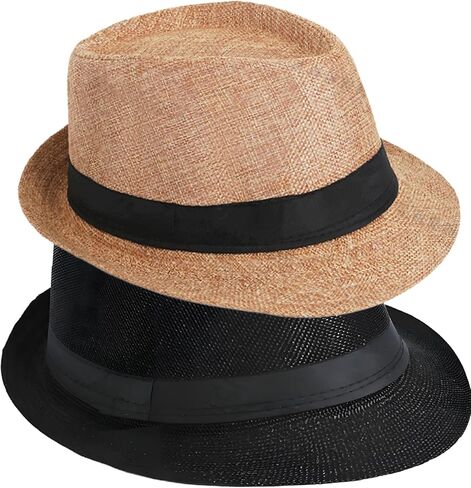 1920s Men Fedora Hat Accessories 20s Men Gangster costume Accessories Short Brim Summer Beach Hat in Saudi Arabia