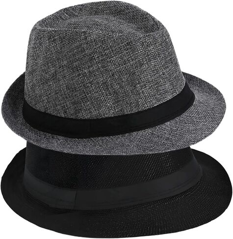 1920s Men Fedora Hat Accessories 20s Men Gangster costume Accessories Short Brim Summer Beach Hat in Saudi Arabia
