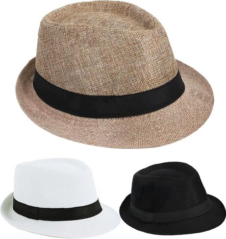 1920s Men Fedora Hat Accessories 20s Men Gangster costume Accessories Short Brim Summer Beach Hat in Saudi Arabia