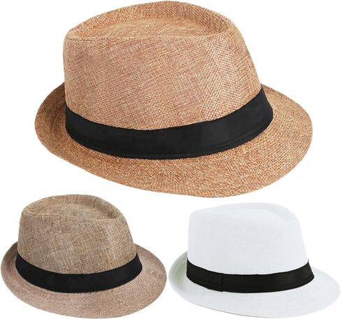 1920s Men Fedora Hat Accessories 20s Men Gangster costume Accessories Short Brim Summer Beach Hat in Saudi Arabia