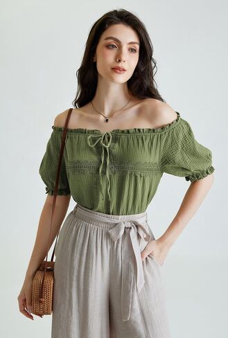 Scarlet Darkness Renaissance Shirt Women Summer Crew Neck Short Sleeve Peasant Tops in Kuwait