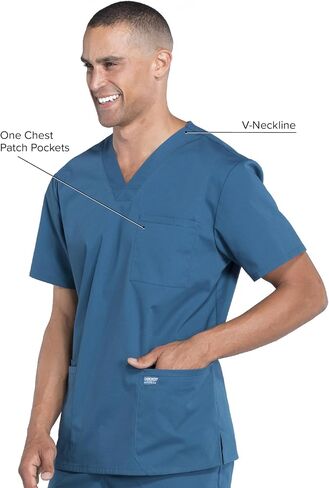 Cherokee Scrubs for Men Workwear Professionals V-Neck 4 Pocket Scrub Top WW695 in Saudi Arabia