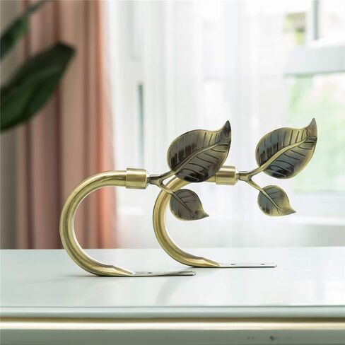 Leaf Shaped Curtain Holdbacks 2pcs, Handmade Metal Curtain Side Holders for Wall, Antique Brass Curtain Tieback Hook Pull Backs for Drapes Window Home Decoration in Kuwait