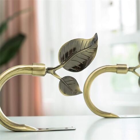 Leaf Shaped Curtain Holdbacks 2pcs, Handmade Metal Curtain Side Holders for Wall, Antique Brass Curtain Tieback Hook Pull Backs for Drapes Window Home Decoration in Kuwait