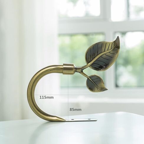 Leaf Shaped Curtain Holdbacks 2pcs, Handmade Metal Curtain Side Holders for Wall, Antique Brass Curtain Tieback Hook Pull Backs for Drapes Window Home Decoration in Kuwait