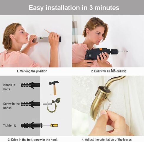 Leaf Shaped Curtain Holdbacks 2pcs, Handmade Metal Curtain Side Holders for Wall, Antique Brass Curtain Tieback Hook Pull Backs for Drapes Window Home Decoration in Kuwait