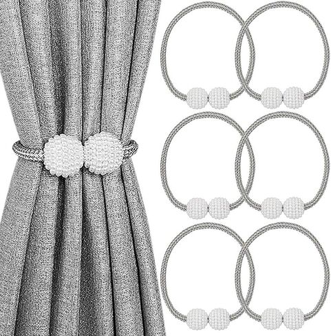 Melaluxe 6 Pack Magnetic Stainbacks ، Holdbacks الستار الزخرفي لديكور النافذة (رمادي) in Kuwait