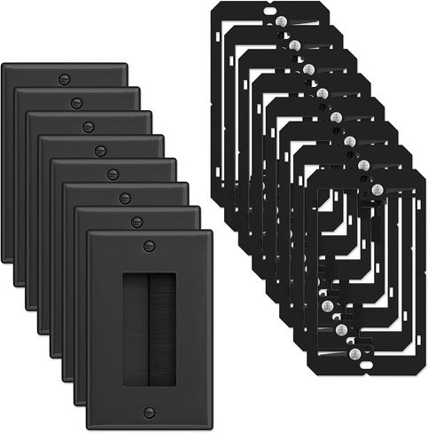 iwillink 4-Pack Brush Wall Plate with Low Voltage Mounting Bracket, White | Cable Pass Through Wall Plate Insert for Wires, Single Gang Cable Access Strap, Wall Socket for HDTV, Home Theater Systems in Saudi Arabia