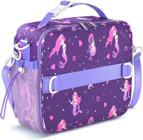 YOLAY Kids Double Insulated Lunch Bag for Girls Boys - Durable Spacious With Zippered Pocket, Adjustable Straps & Handles - Bento Bag for School & Outdoor - Mermaid Smart in Kuwait