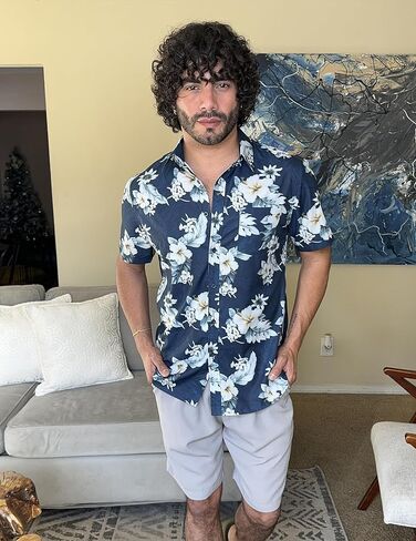 COOFANDY Mens Hawaiian Shirts Short Sleeve Tropical Button Down Shirts Floral Summer Beach Shirt in Kuwait