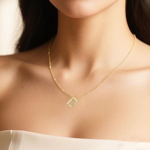 قلادة ذهبية على شكل حرف فقاعي للنساء، سلسلة مطلية بالذهب عيار 18 قيراط وقلادة ساحرة وقلادة بالون الاسم الأولي مجوهرات للبنات والرجال هدايا in Kuwait