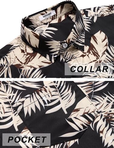 COOFANDY Mens Hawaiian Shirts Short Sleeve Tropical Button Down Shirts Floral Summer Beach Shirt in Kuwait