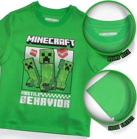 مجموعة Minecraft Creeper Boys 3 قطع - تي شيرت رسومات قصيرة الأكمام ، شورت وجوارب - ملابس صيفية كاملة للأطفال in Saudi Arabia