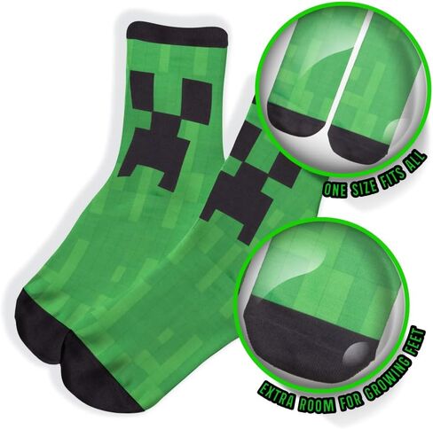 مجموعة Minecraft Creeper Boys 3 قطع - تي شيرت رسومات قصيرة الأكمام ، شورت وجوارب - ملابس صيفية كاملة للأطفال in Saudi Arabia