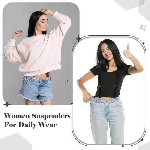 Janmercy 2 Pcs Hidden Suspenders for Women Pants Under Clothes 1" Width Thin X Back Ladies Suspenders for Jeans Undergarment in Kuwait