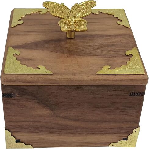 Retro Brass kit, Including Animal Handle, Corner Protector, Decorative Iron Sheet, with Screws, Suitable for DIY and Decorating Jewelry Boxes, Box not Included (Butterfly-S) in Saudi Arabia