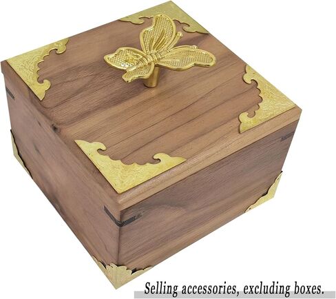 Retro Brass kit, Including Animal Handle, Corner Protector, Decorative Iron Sheet, with Screws, Suitable for DIY and Decorating Jewelry Boxes, Box not Included (Butterfly-S) in Saudi Arabia