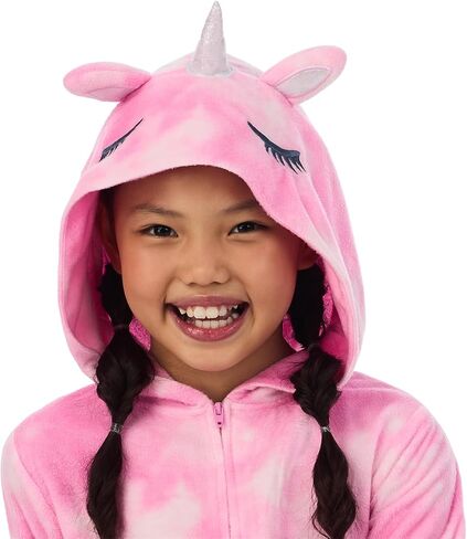 Saint Eve Kids Pajamas Onesie for Boys & Girls-Soft Soft Fleece Hooded zip-up pjs ، Fun Blue Shark & ​​Pink Unicorn Sleep in Saudi Arabia