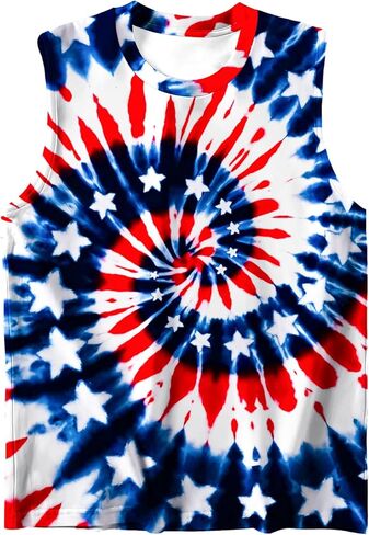 Kids Tie Dye Shirt Size 5-14 Years Sleeveless T Shirts Children Tank Tops Hippies Senior Tees for Boys Girls in Kuwait