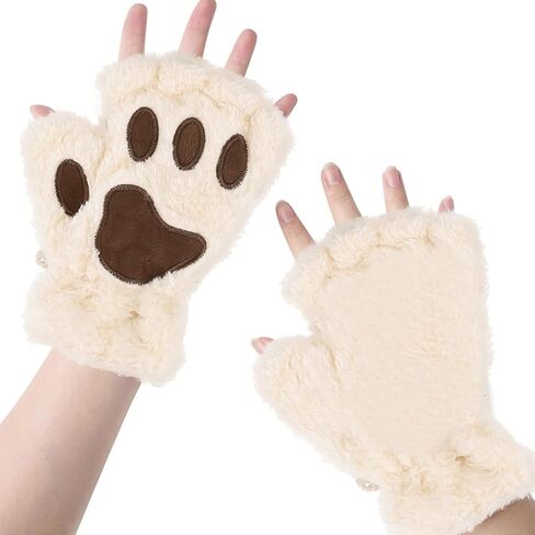 Cat Paw Gloves for Cosplay Party Halloween Costume Accessories, Winter Fingerless Warm Gloves for Women Girls in Kuwait