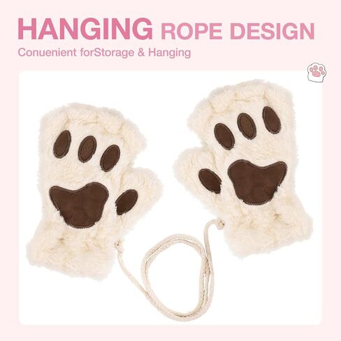 Cat Paw Gloves for Cosplay Party Halloween Costume Accessories, Winter Fingerless Warm Gloves for Women Girls in Kuwait