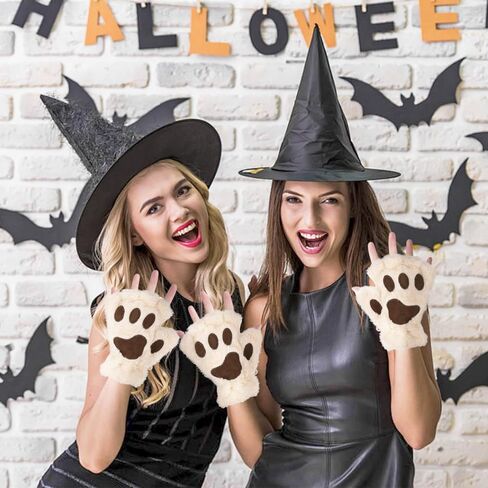 Cat Paw Gloves for Cosplay Party Halloween Costume Accessories, Winter Fingerless Warm Gloves for Women Girls in Kuwait