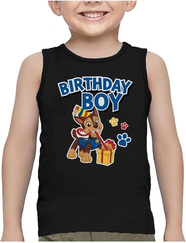 Tstars Chase Birthday Boy Shirt Gifts for Boys 2nd 3rd 4th 5th Paw Patrol Tank Top Summer Toddler Unisex Sleeveless Shirt in Saudi Arabia