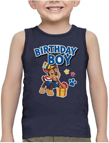 Tstars Chase Birthday Boy Shirt Gifts for Boys 2nd 3rd 4th 5th Paw Patrol Tank Top Summer Toddler Unisex Sleeveless Shirt in Saudi Arabia