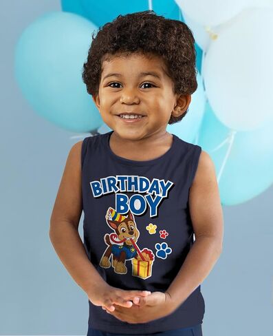 Tstars Chase Birthday Boy Shirt Gifts for Boys 2nd 3rd 4th 5th Paw Patrol Tank Top Summer Toddler Unisex Sleeveless Shirt in Saudi Arabia