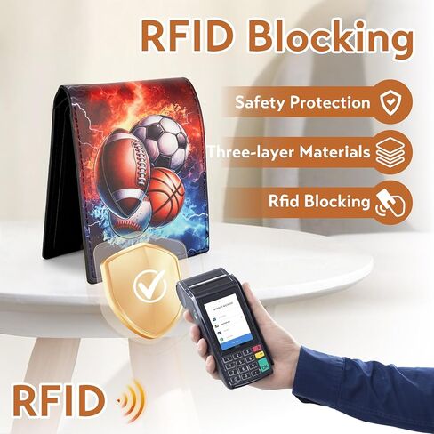 Teen Boys Wallet, Cool Baseball Kids Wallet for Boys Ages 5-7/8-10/9-12/12-14, Funny Leather Bifold Rfid Blocking Wallets With Coin Pocket ld Window for Men Boy Birthday Christmas Gifts in Kuwait