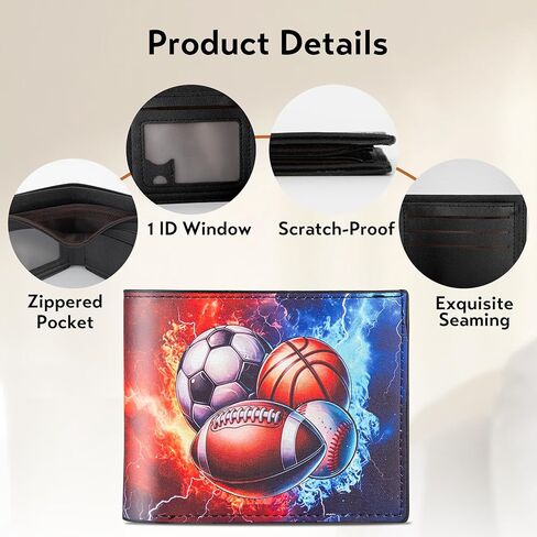 Teen Boys Wallet, Cool Baseball Kids Wallet for Boys Ages 5-7/8-10/9-12/12-14, Funny Leather Bifold Rfid Blocking Wallets With Coin Pocket ld Window for Men Boy Birthday Christmas Gifts in Kuwait