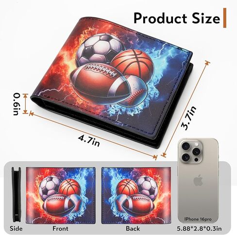 Teen Boys Wallet, Cool Baseball Kids Wallet for Boys Ages 5-7/8-10/9-12/12-14, Funny Leather Bifold Rfid Blocking Wallets With Coin Pocket ld Window for Men Boy Birthday Christmas Gifts in Kuwait