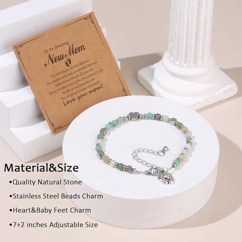 FIRAZIO New Mom Gifts Healing Natural Stone Bracelets for Pregnant Women, Mommy Mama To Be Pregnancy Must Have, First Time Mom Essentials, Mother's Day Pregnancy Gifts for Expectant Moms in Saudi Arabia