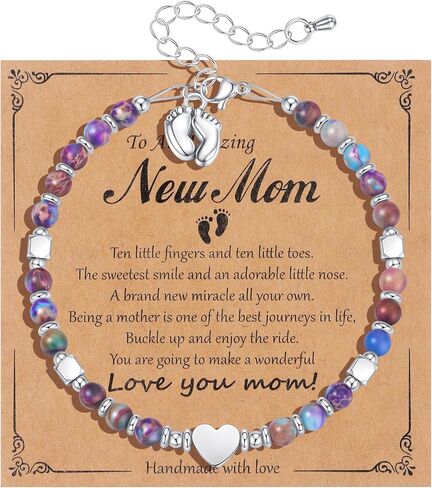 FIRAZIO New Mom Gifts Healing Natural Stone Bracelets for Pregnant Women, Mommy Mama To Be Pregnancy Must Have, First Time Mom Essentials, Mother's Day Pregnancy Gifts for Expectant Moms in Kuwait