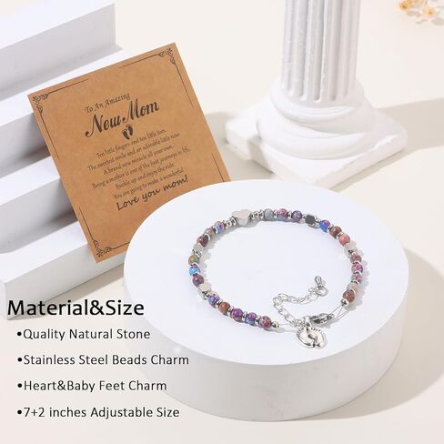 FIRAZIO New Mom Gifts Healing Natural Stone Bracelets for Pregnant Women, Mommy Mama To Be Pregnancy Must Have, First Time Mom Essentials, Mother's Day Pregnancy Gifts for Expectant Moms in Kuwait