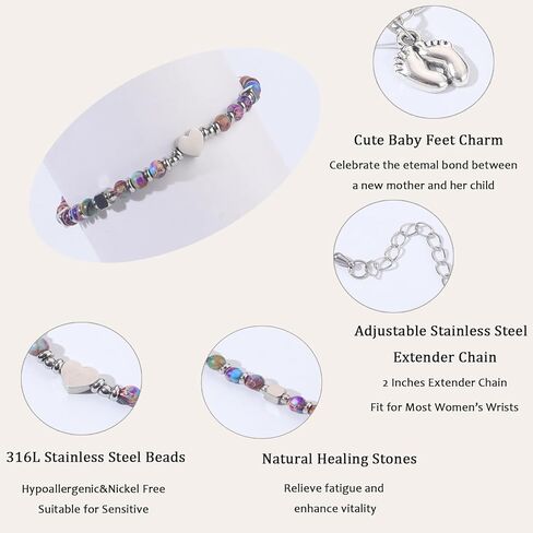 FIRAZIO New Mom Gifts Healing Natural Stone Bracelets for Pregnant Women, Mommy Mama To Be Pregnancy Must Have, First Time Mom Essentials, Mother's Day Pregnancy Gifts for Expectant Moms in Kuwait