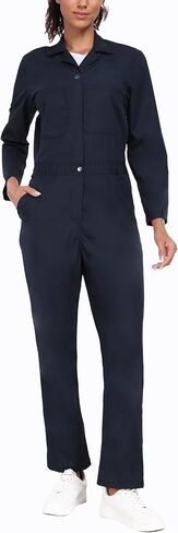 wantdo Coveralls for Women, Snap-Front Cotton Work Jumpsuits Twill Action Back in Kuwait