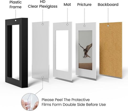 5x7 Picture Frames Set of 3 with Mat to Display 4x6 Picture,Plastic Black Photo Frame for Poster,Diploma,Certificate and Document with Tabletop and Wall Decor in Saudi Arabia
