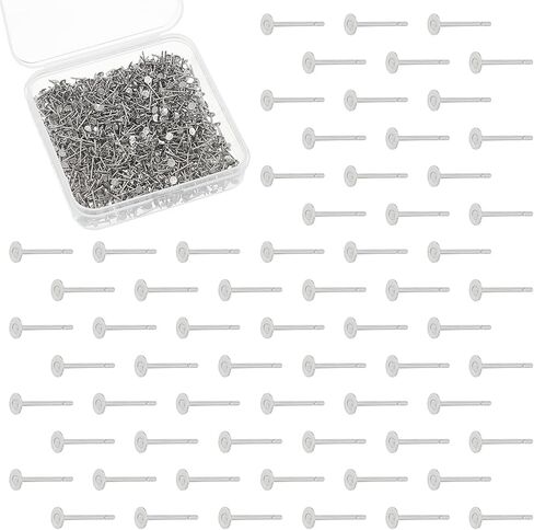 UniCraftale 500pcs 316 الجراحية من الفولاذ المقاوم للصدأ المقاوم للصدأ PEG الأقطاع النتائج الدرج 3 مم مسطح الأذن الأذن in Saudi Arabia