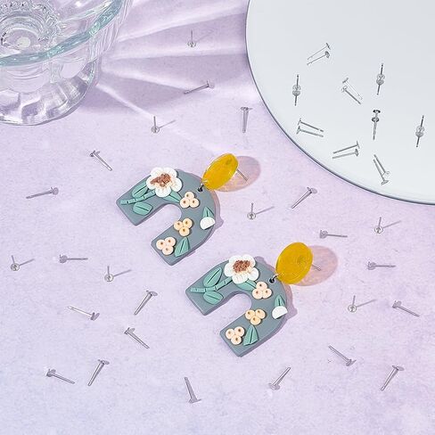 UniCraftale 500pcs 316 الجراحية من الفولاذ المقاوم للصدأ المقاوم للصدأ PEG الأقطاع النتائج الدرج 3 مم مسطح الأذن الأذن in Saudi Arabia