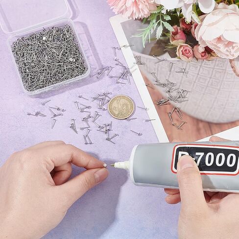 UniCraftale 500pcs 316 الجراحية من الفولاذ المقاوم للصدأ المقاوم للصدأ PEG الأقطاع النتائج الدرج 3 مم مسطح الأذن الأذن in Saudi Arabia