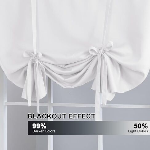 H.VERSAILTEX Pure White Curtain Thermal Insulated Tie Up Window Shade Light Blocking Curtains for Bathroom, Rod Pocket Panel- 42in Wide by 63in Long in Saudi Arabia