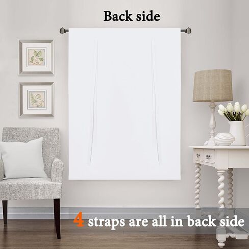 H.VERSAILTEX Pure White Curtain Thermal Insulated Tie Up Window Shade Light Blocking Curtains for Bathroom, Rod Pocket Panel- 42in Wide by 63in Long in Saudi Arabia