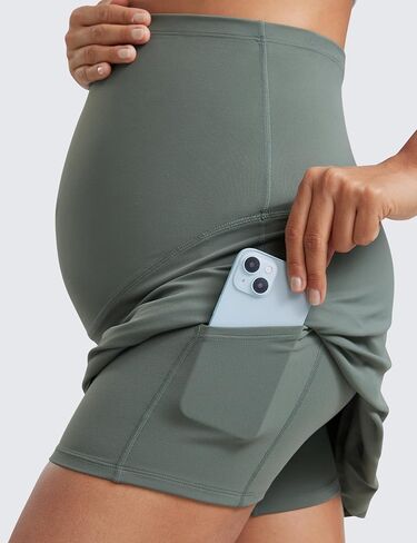 CRZ YOGA Butterluxe Maternity High Waisted Skirts for Women A Line Golf Tennis Workout Casual Pregnancy with Shorts Pockets in Saudi Arabia