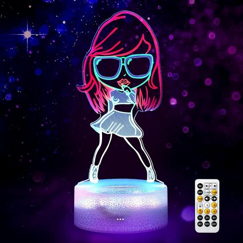 3D Night Light Gifts: Fans Merch, Table Lamp with Remote Control and Smart Touch, Singer Gifts for Girls Room Decor Music Party Birthday Christmas in Saudi Arabia
