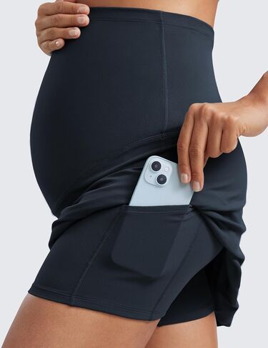 CRZ YOGA Butterluxe Maternity High Waisted Skirts for Women A Line Golf Tennis Workout Casual Pregnancy with Shorts Pockets in Saudi Arabia