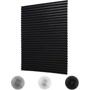 LUCKUP 2 Pack Cordless Light Filtering Pleated Fabric Shade,Easy to Cut and Install, with 4 Clips (36"x72"- 2 Pack, Black)